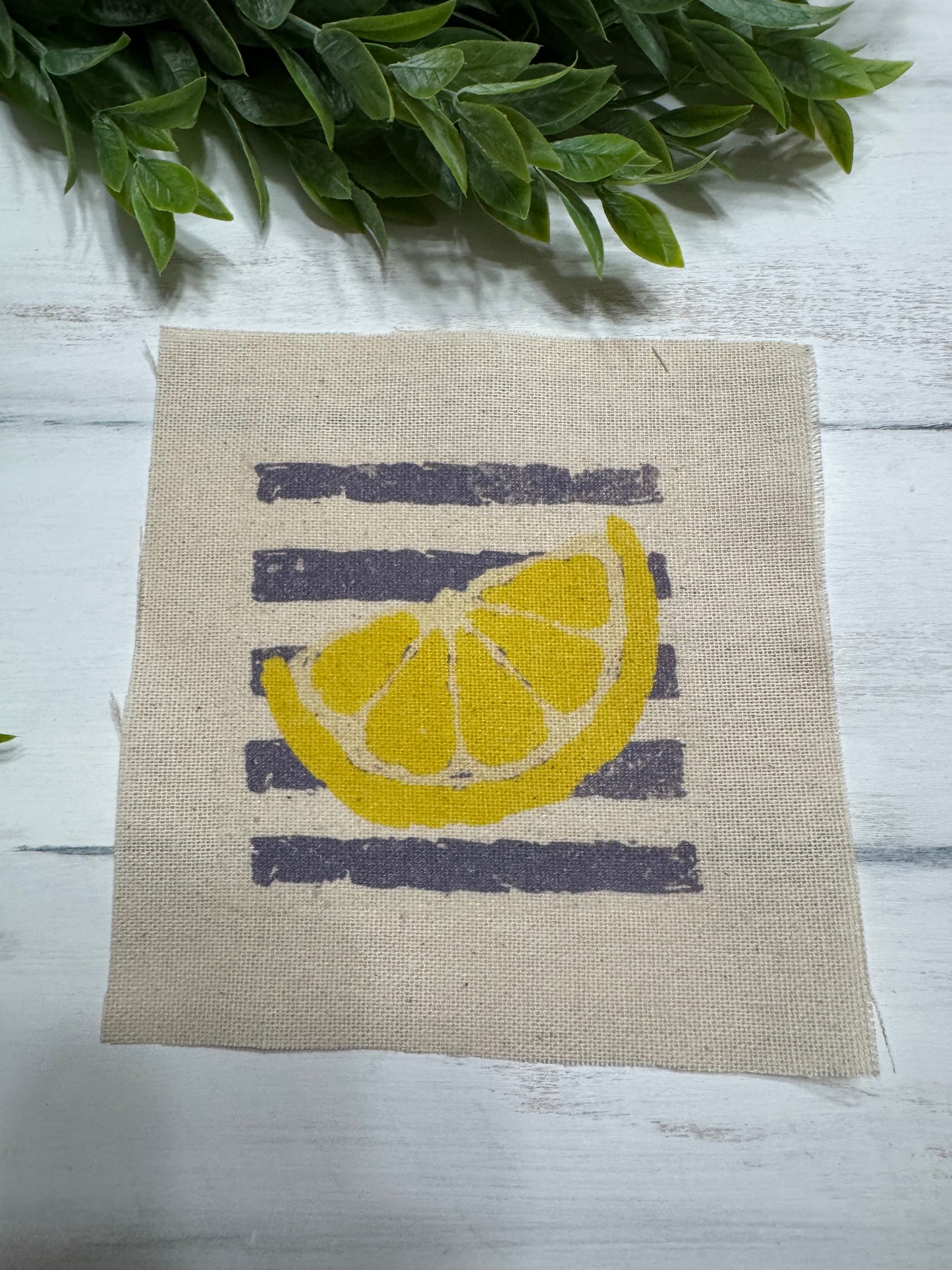 Lemons on stripes 5” patch