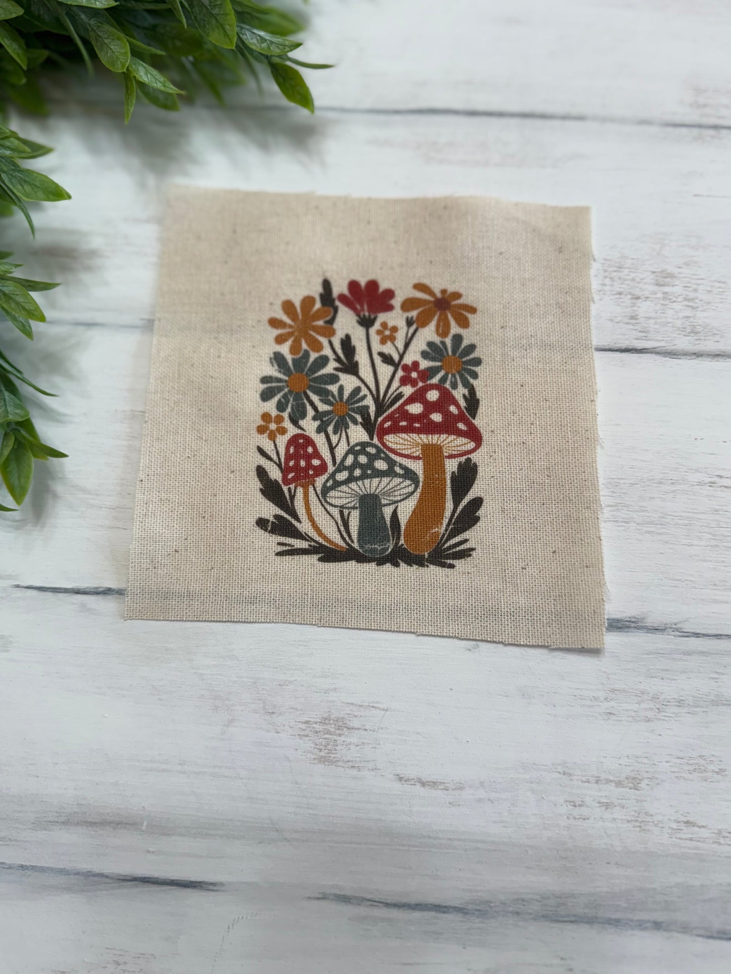 Retro mushroom print 5” patch