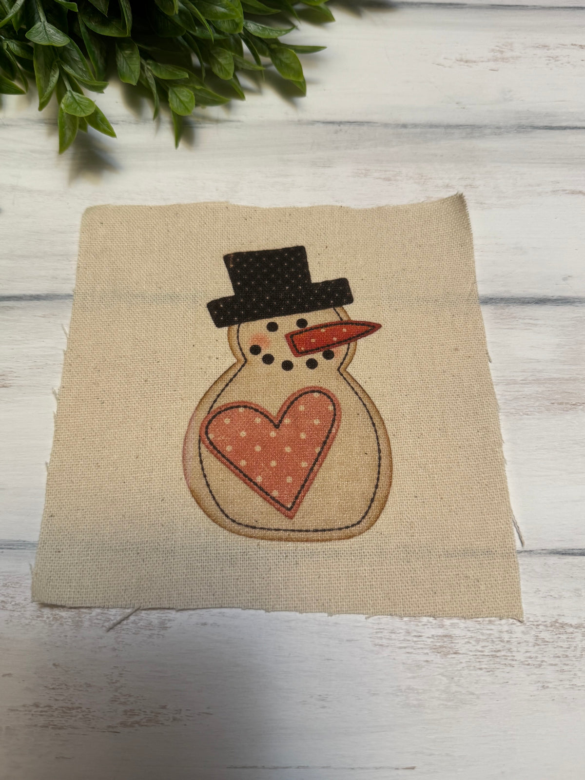 Pink heart snowman 5” patch