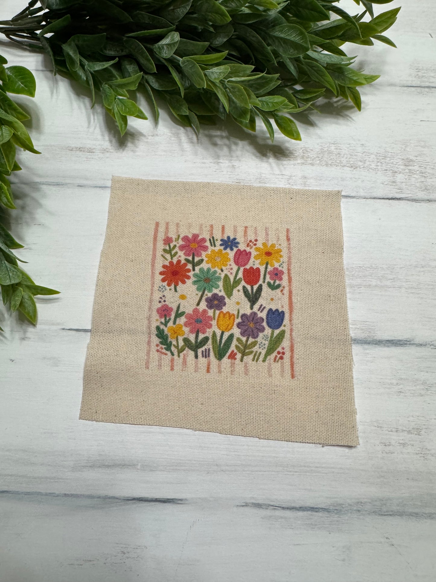 Flowers on stripes 5” patch