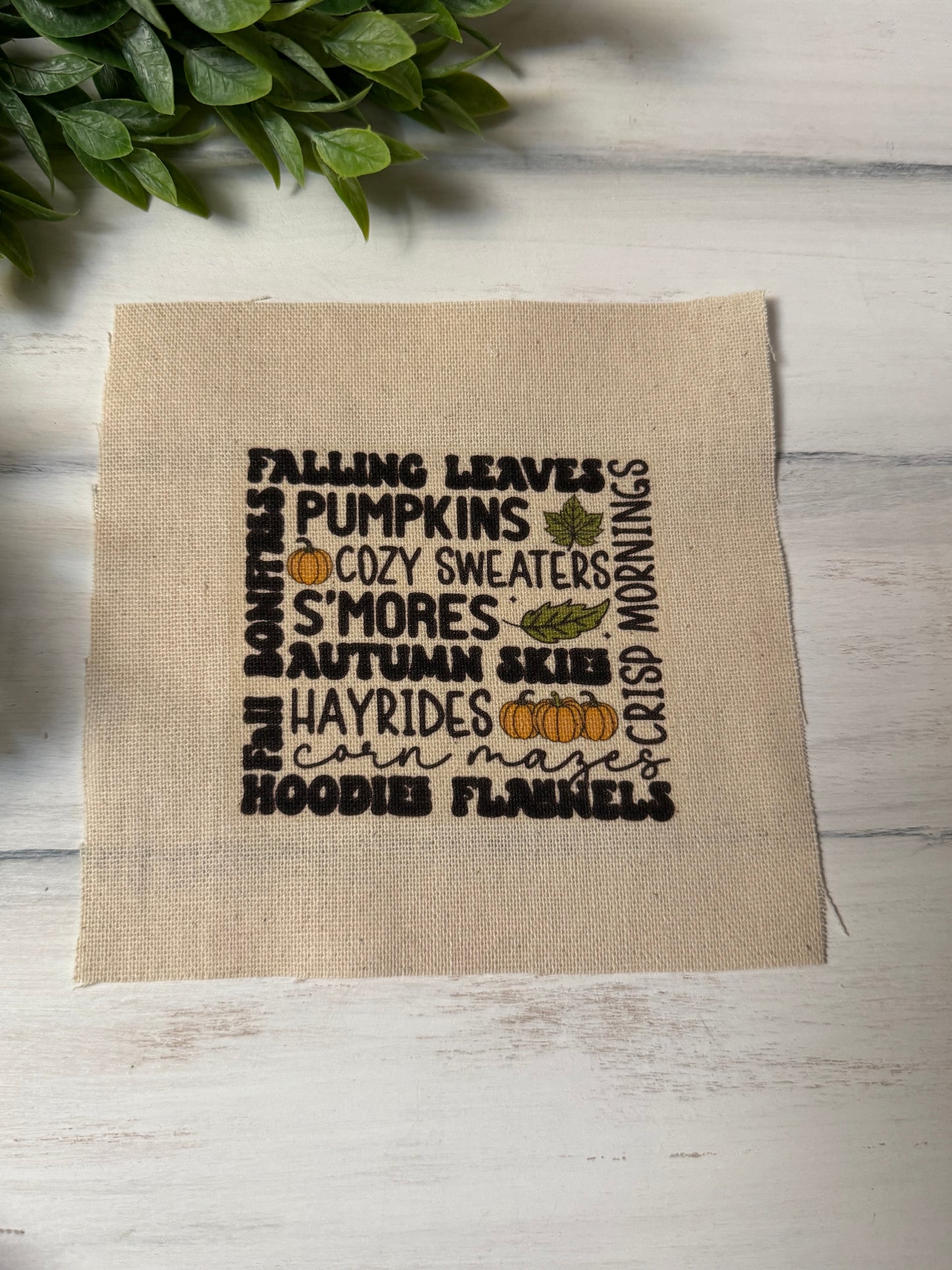 Fall words square 5” patch
