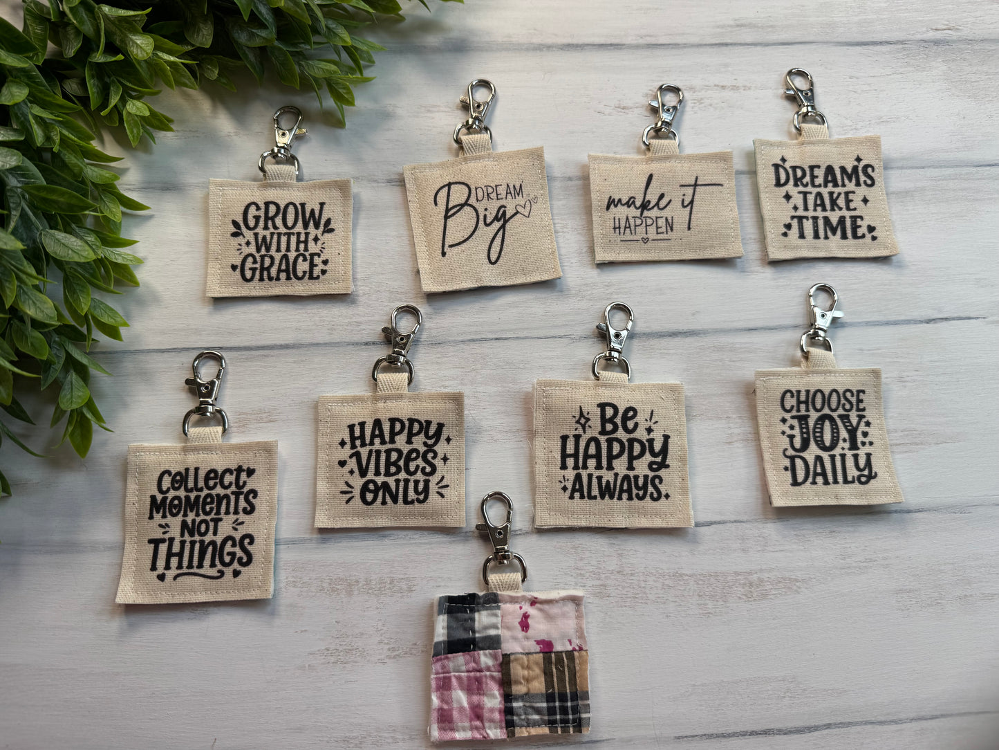 Vintage quilt keychain/bag tag