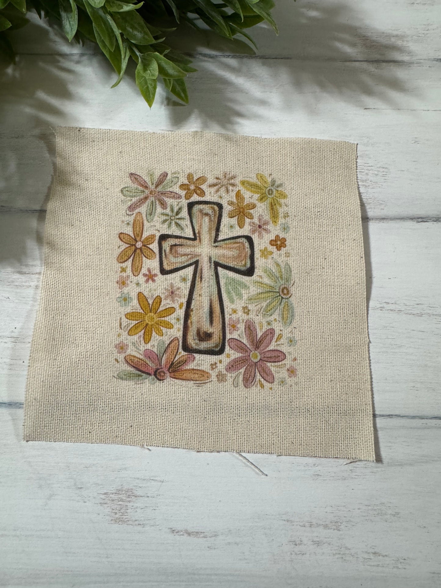Floral cross 5” patch
