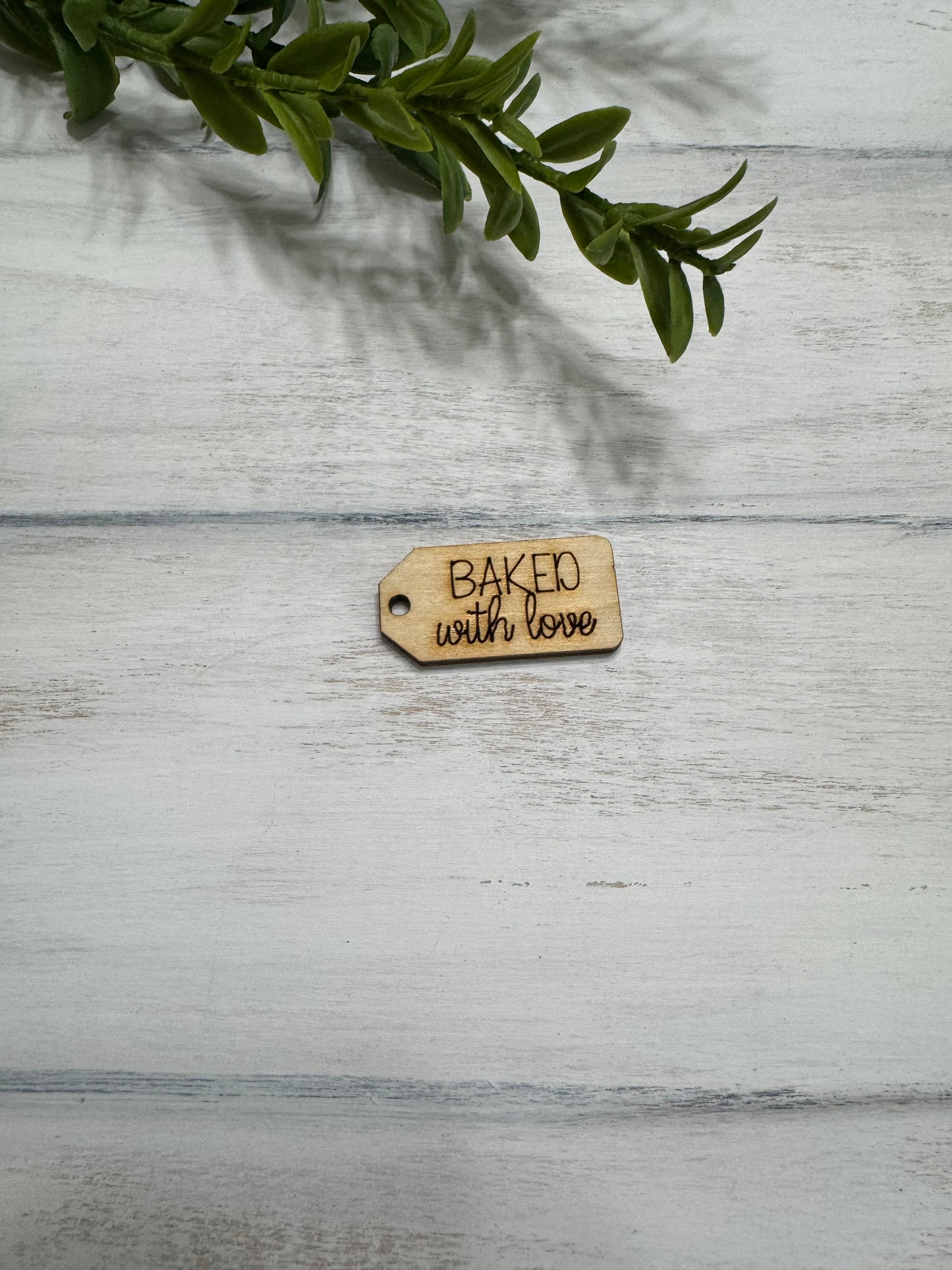 Baked with love wooden tag