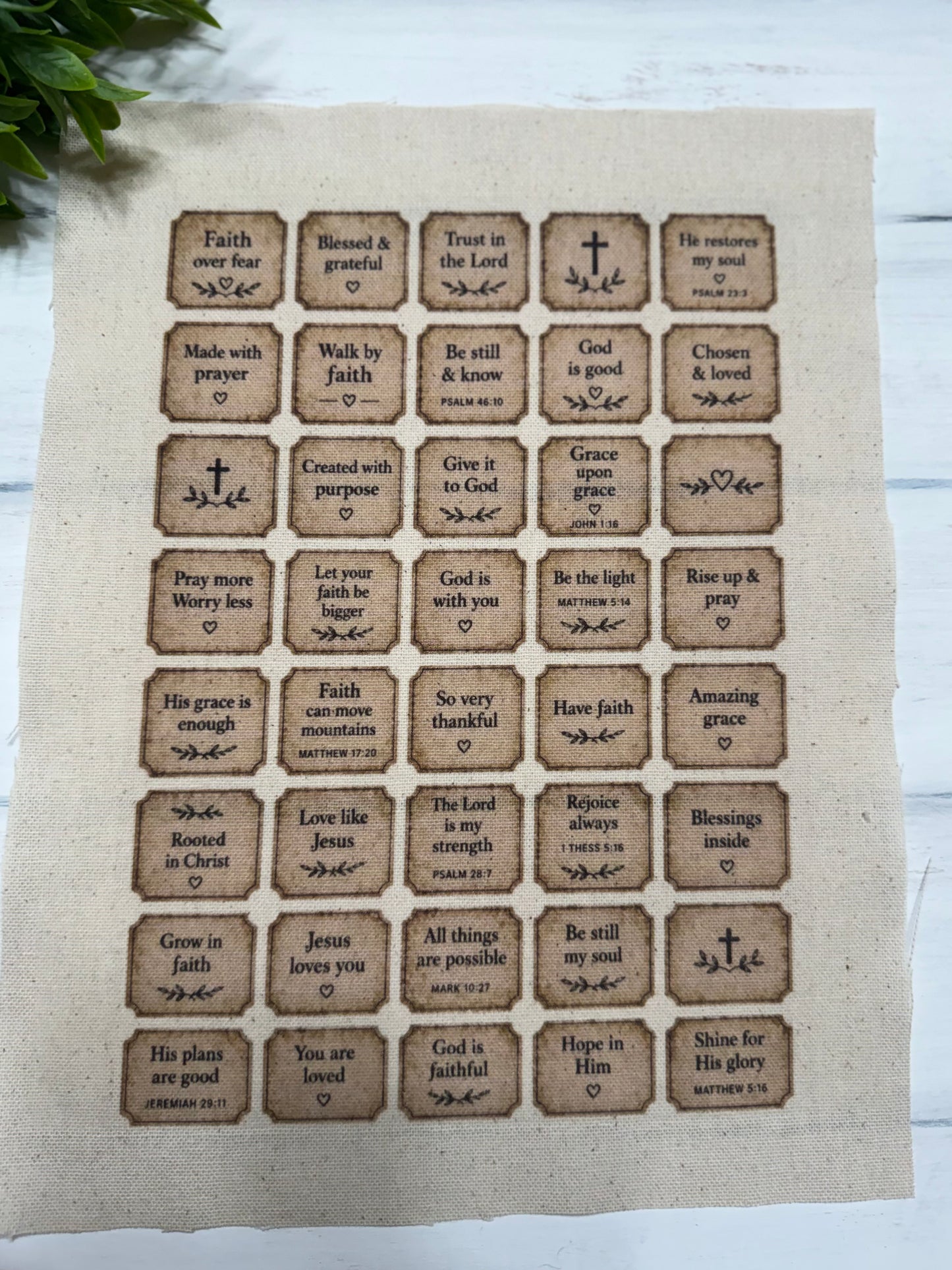 Faith sheet of mini tags
