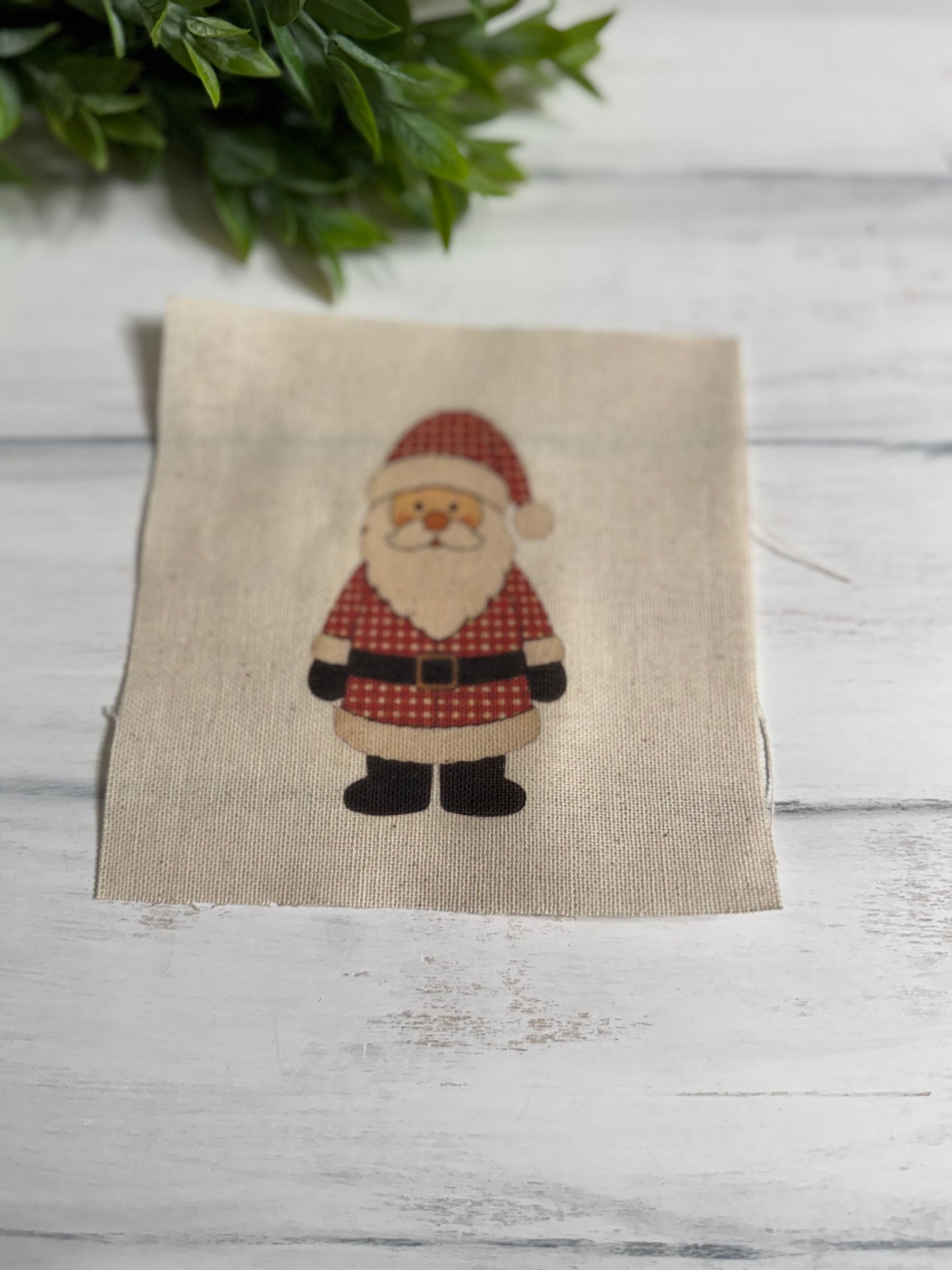 Red gingham Santa 5” patch