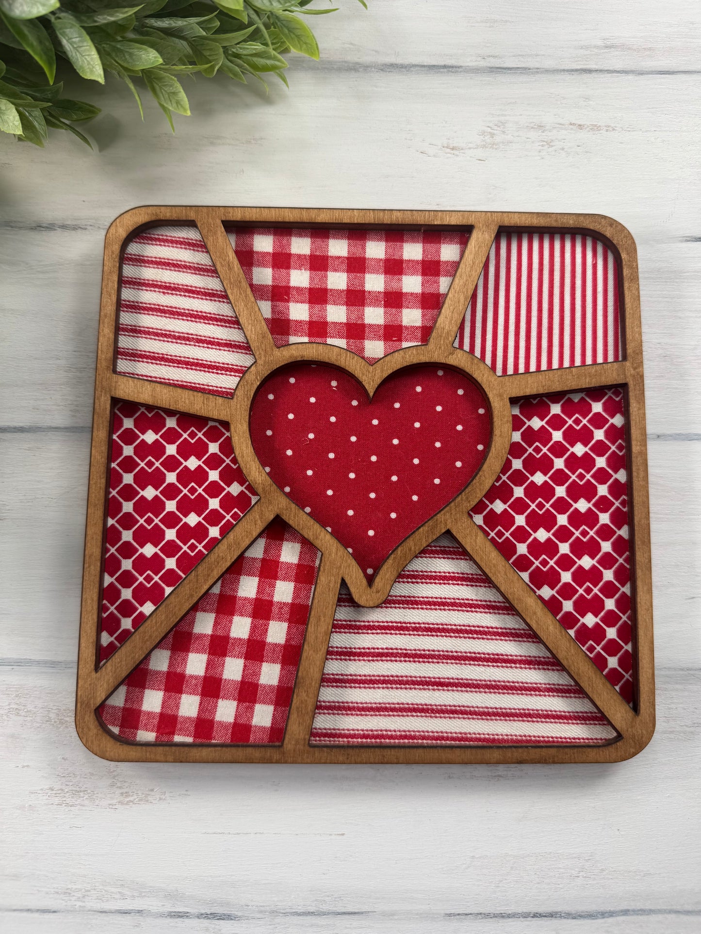 Heart quilt like frame with stand