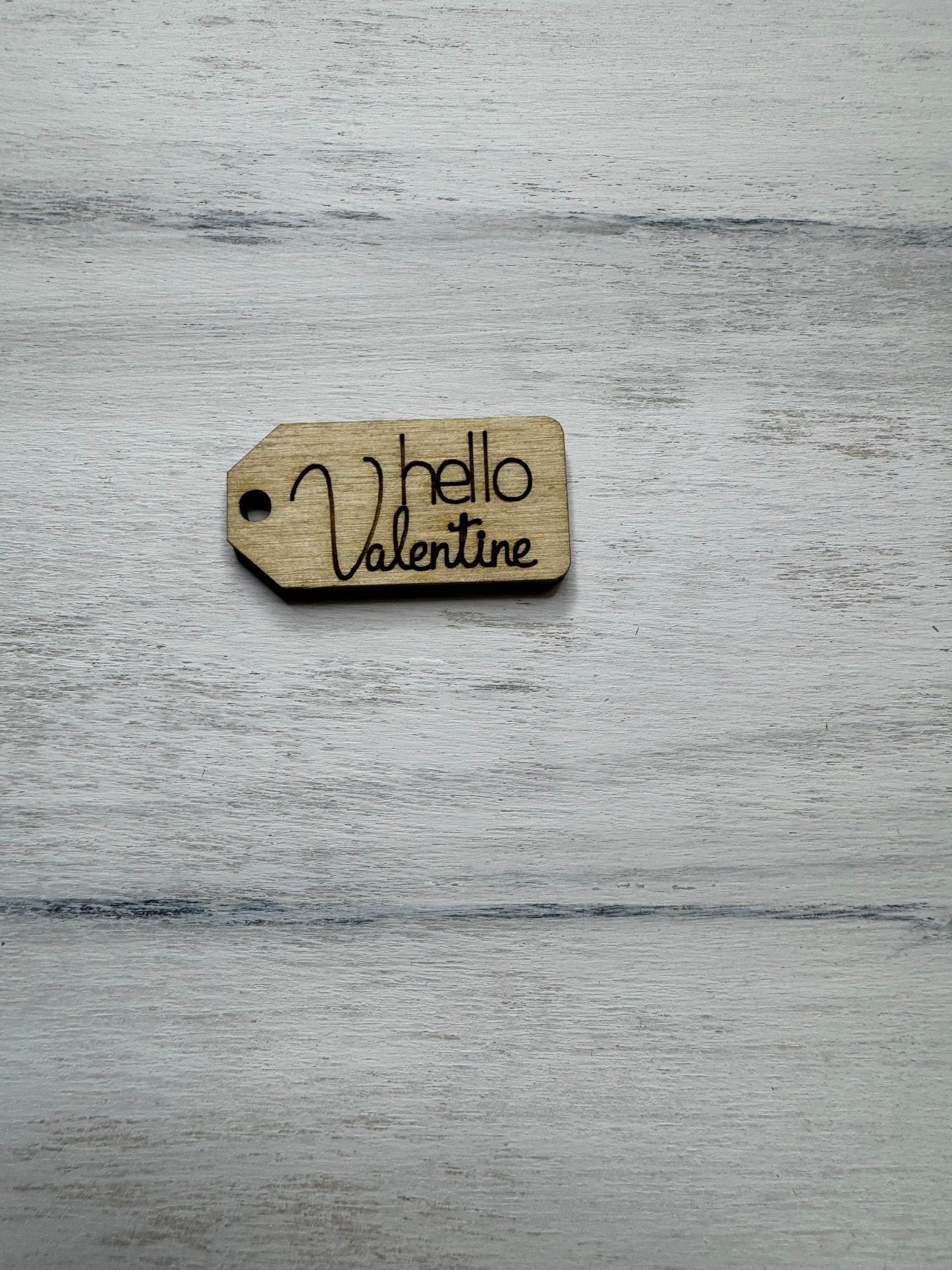 Hello Valentine wooden tag