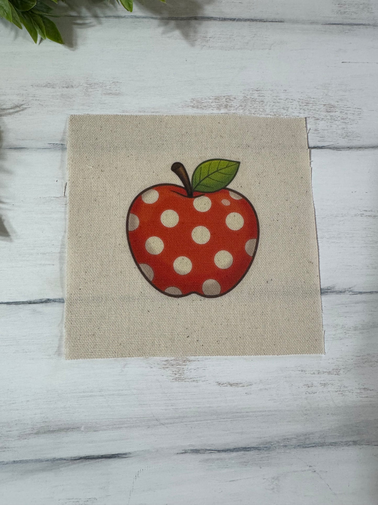 Red polka dot apple 5” patch