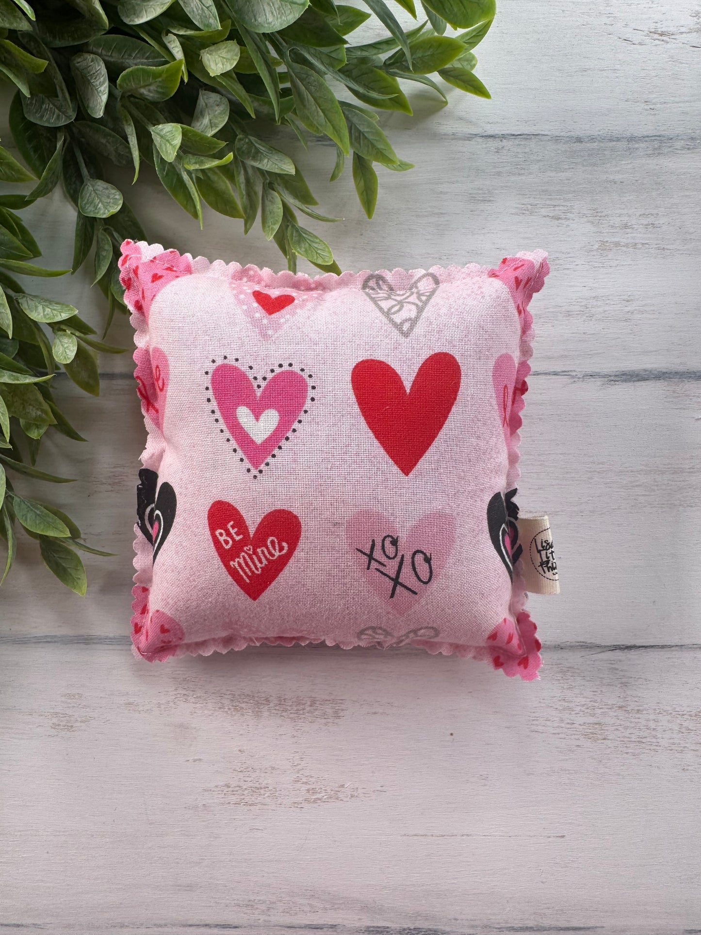 Pink Valentine print mini pillow