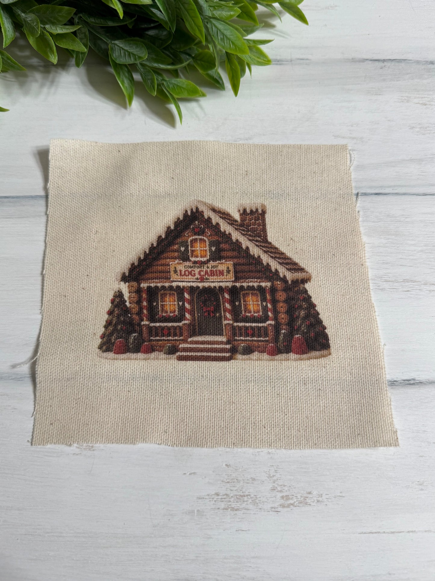 Gingerbread log cabin 5” patch