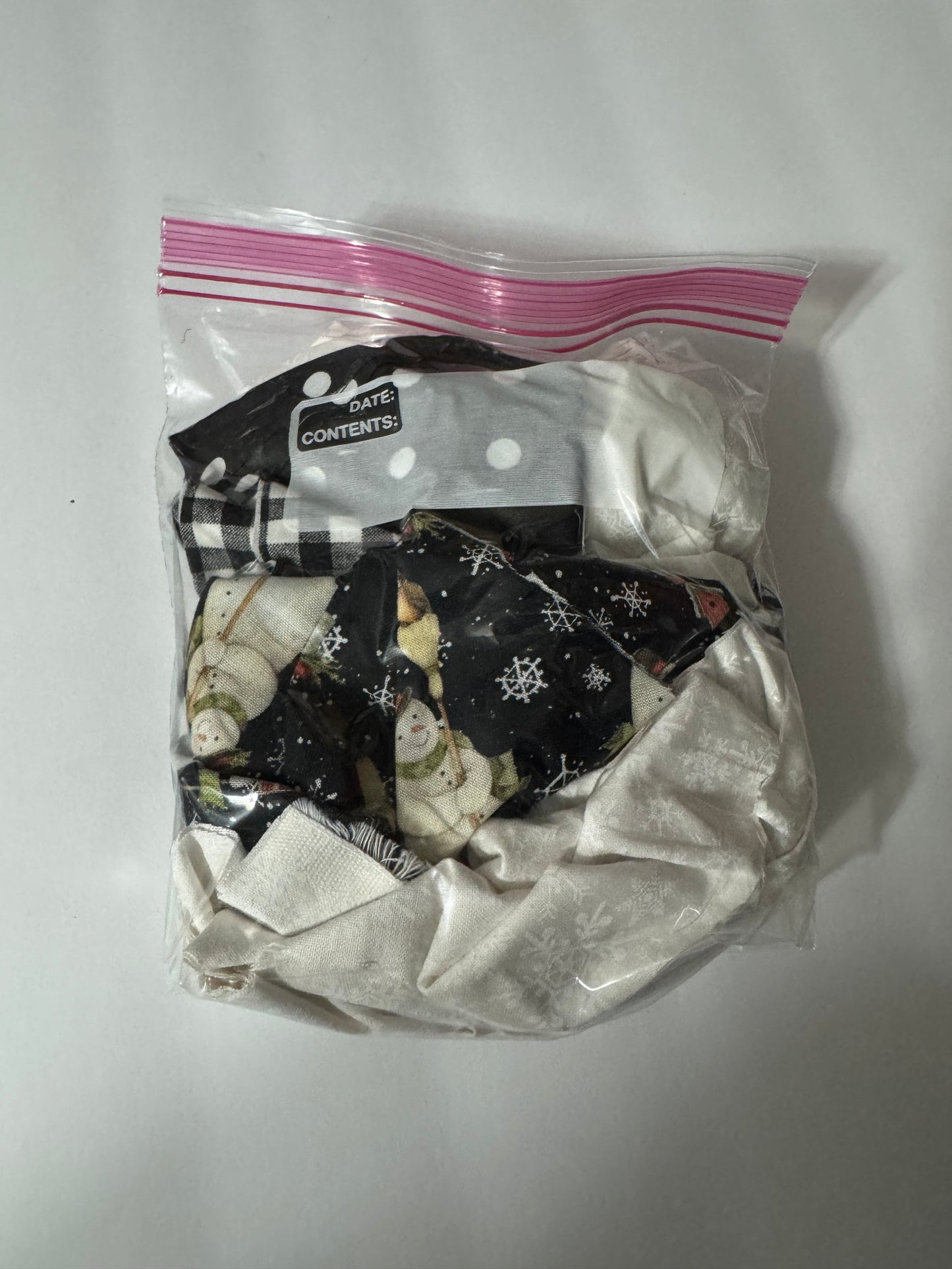 Snowman scrap fabric bag