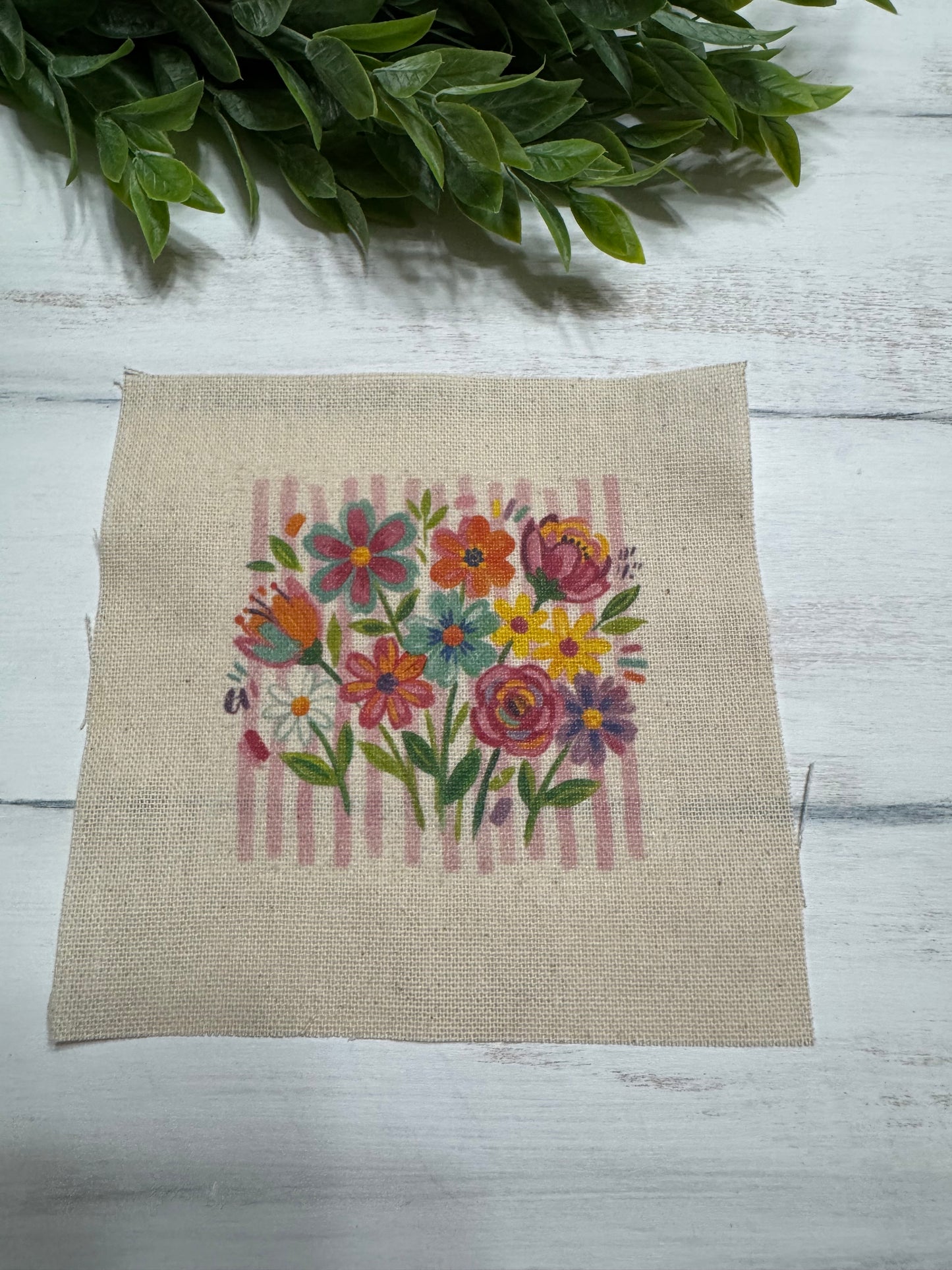 Layered flowers on stripes 5” patch