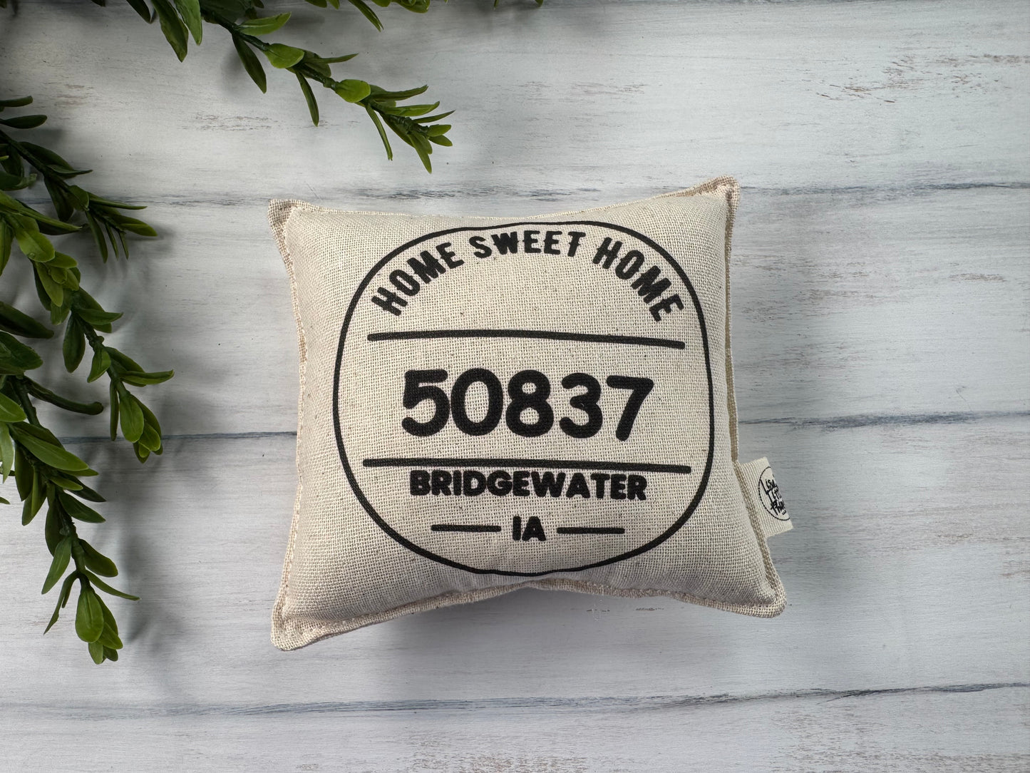 Home Sweet Home zip code mini pillow
