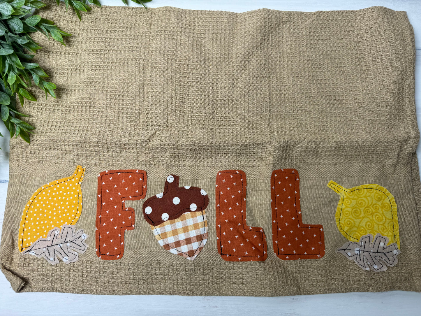 FALL stitched tea towel