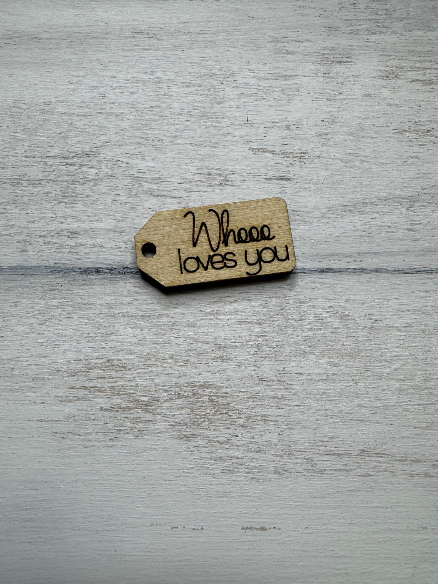Whooo loves you wooden tag