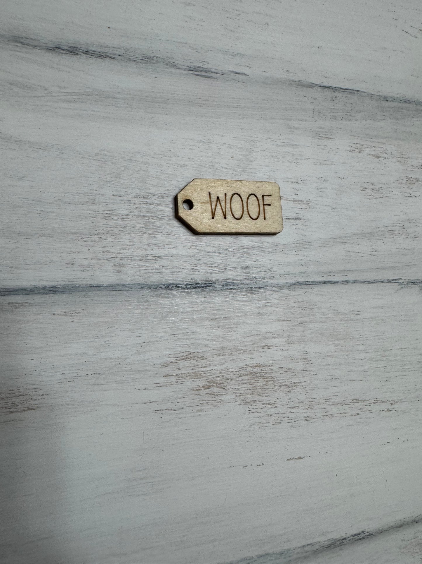 WOOF wooden tag