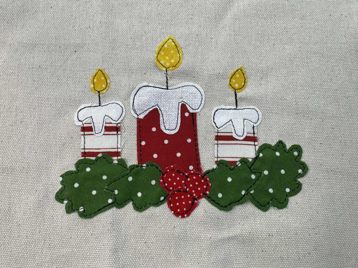 Christmas candles & greenery applique patterns
