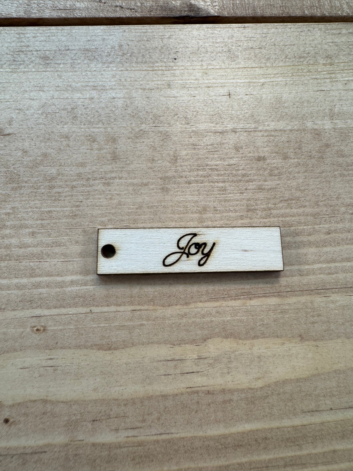 Joy wooden tag