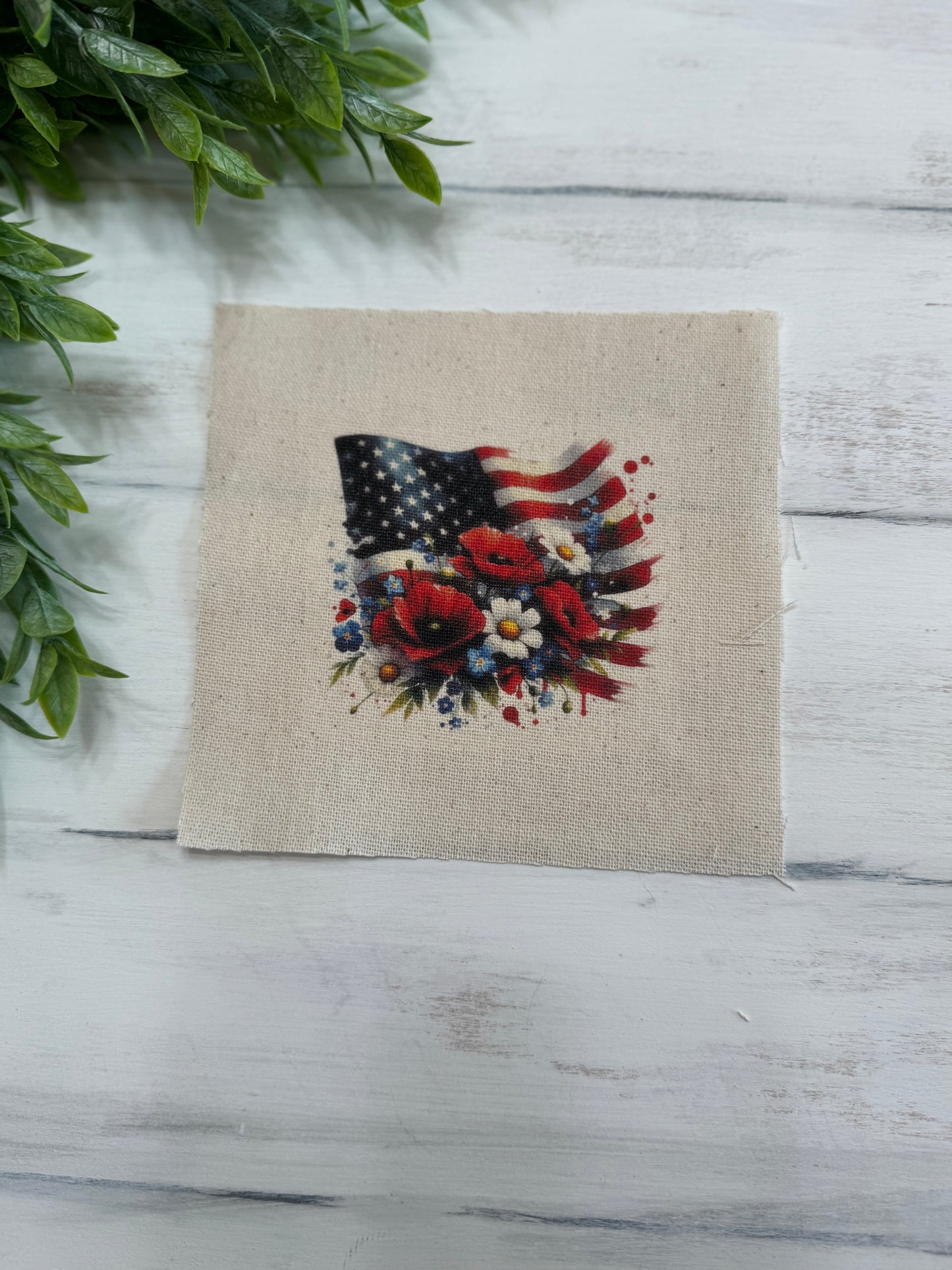 Flag with flowers 5” patch