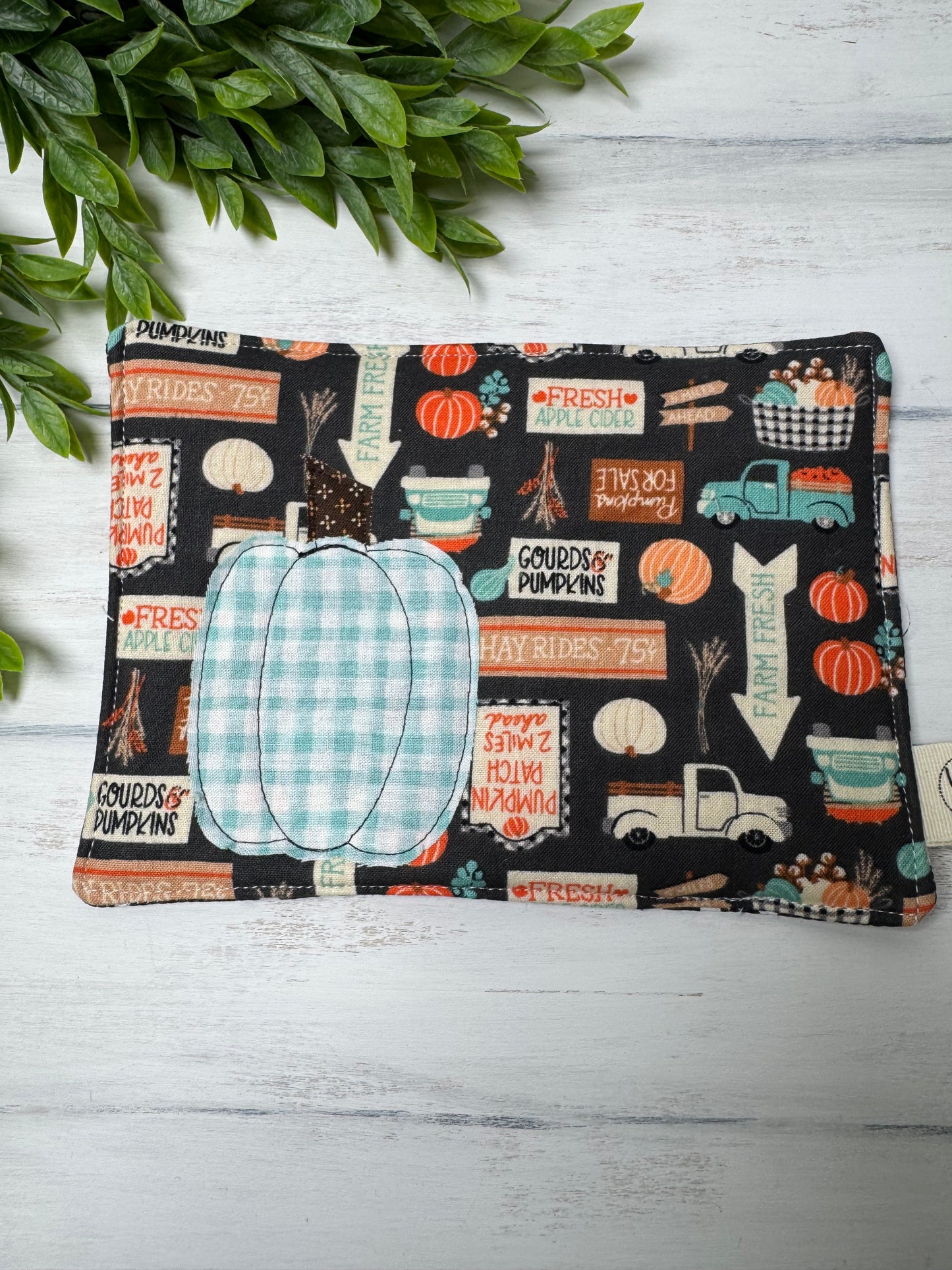 Teal pumpkin mug rug