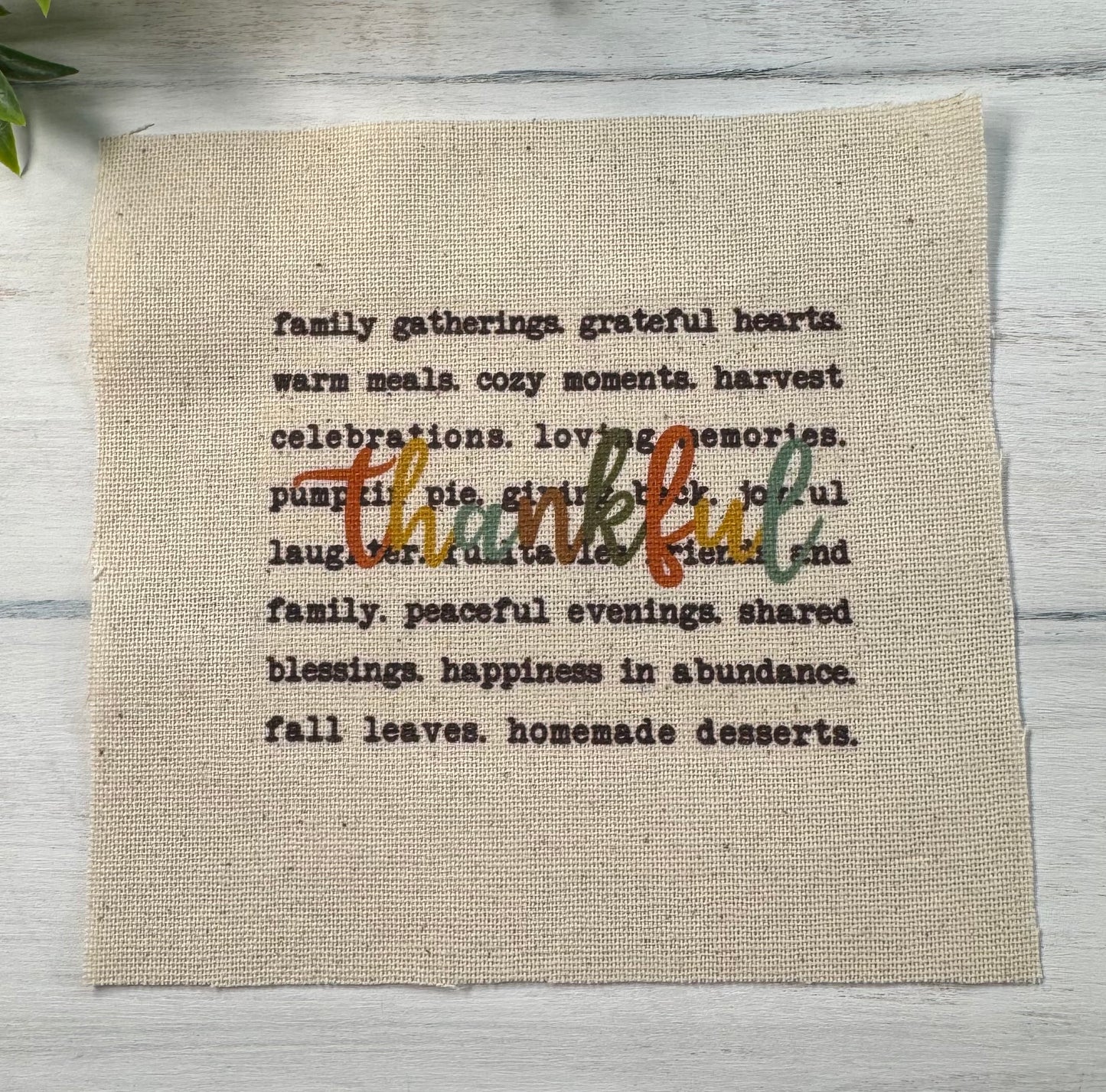 Thankful list print 9” patch