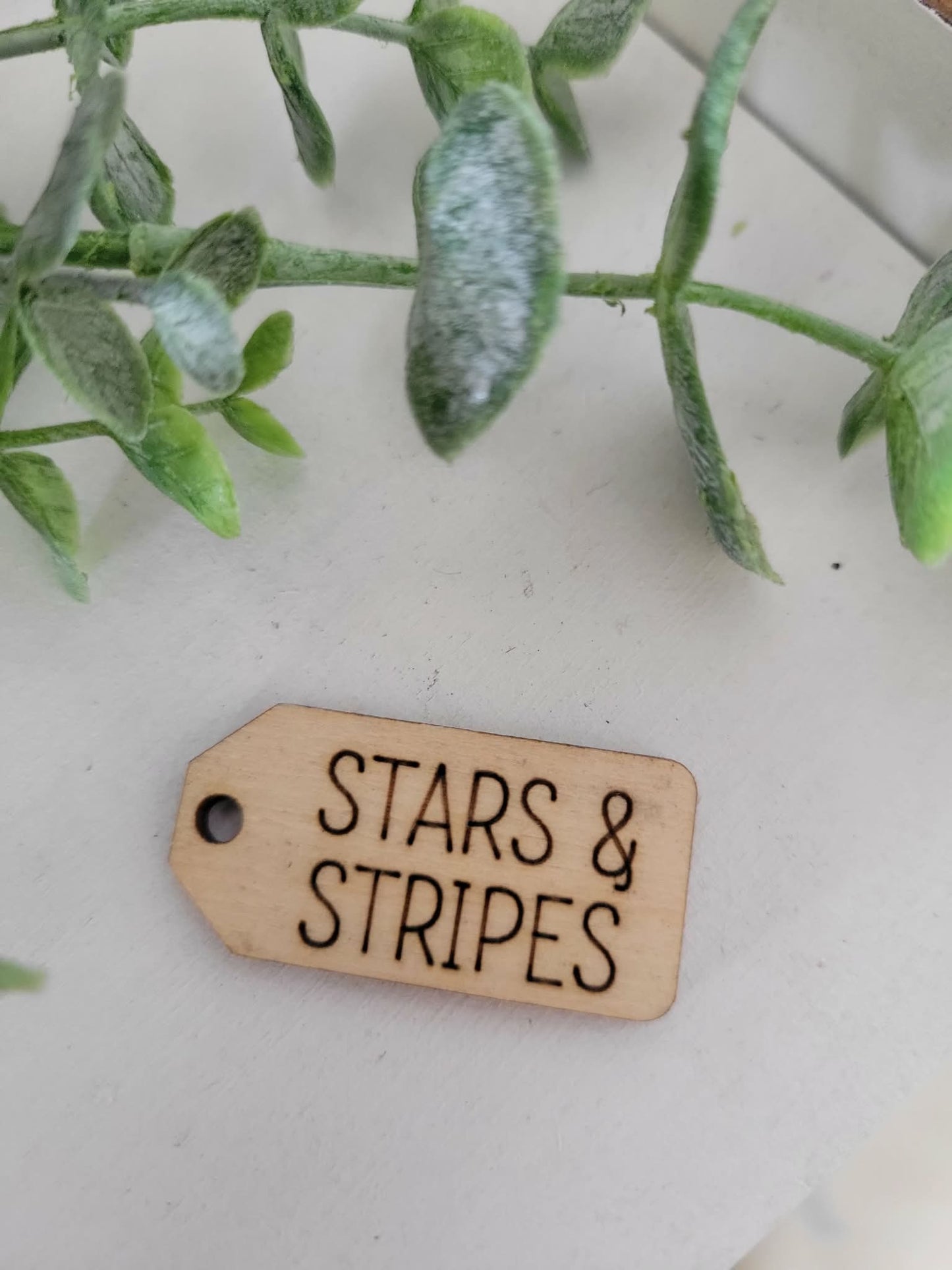 Stars and Stripes wooden tag