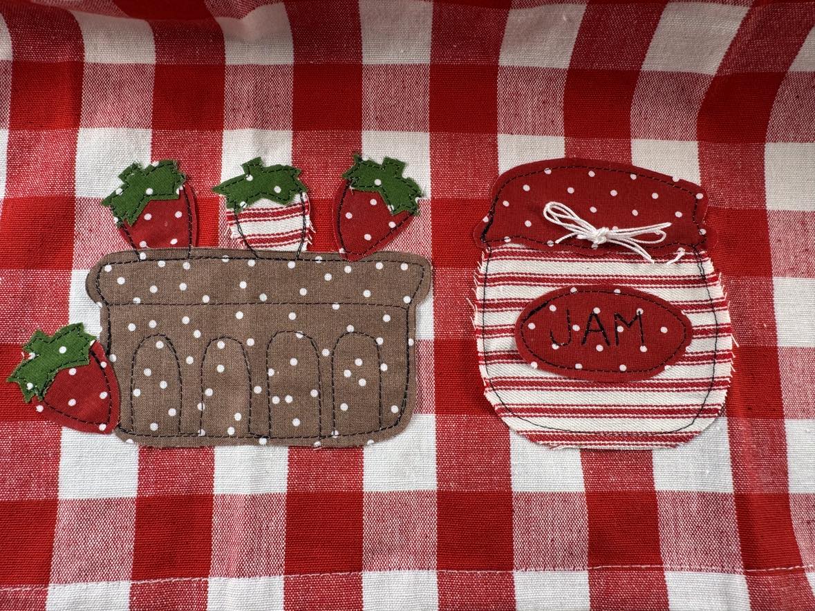 Strawberry basket and jam jars applique patterns