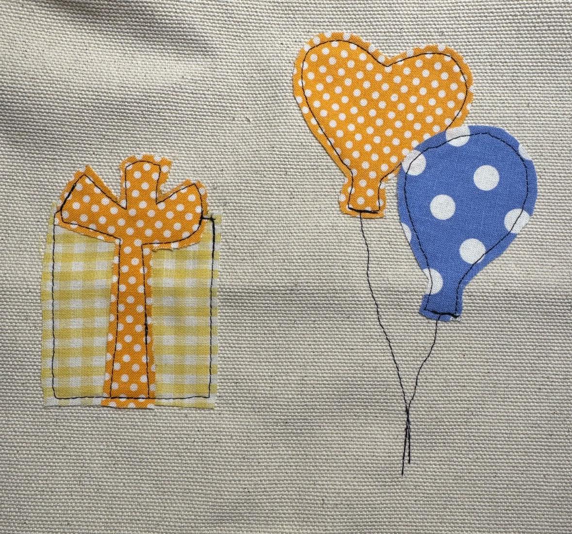 Candles, gifts, & balloons applique pattern