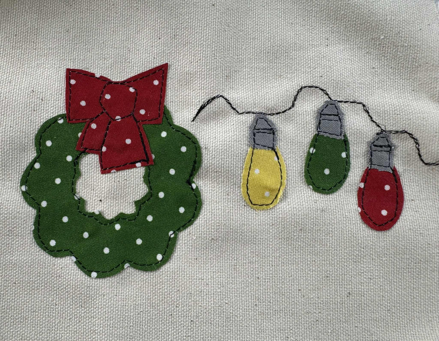 Wreath and lights applique patterns