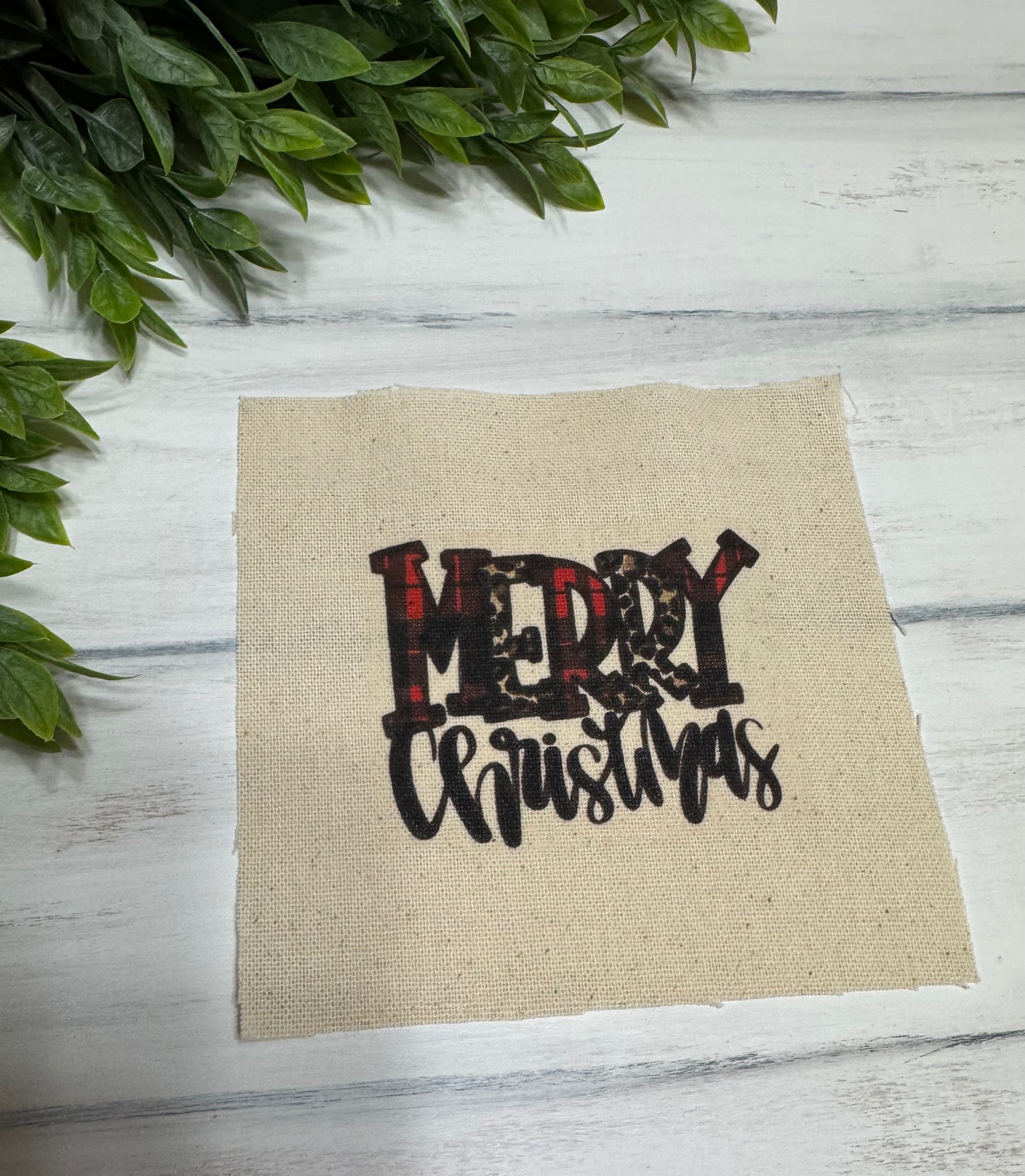 Plaid and leopard Merry Christmas 5” patch