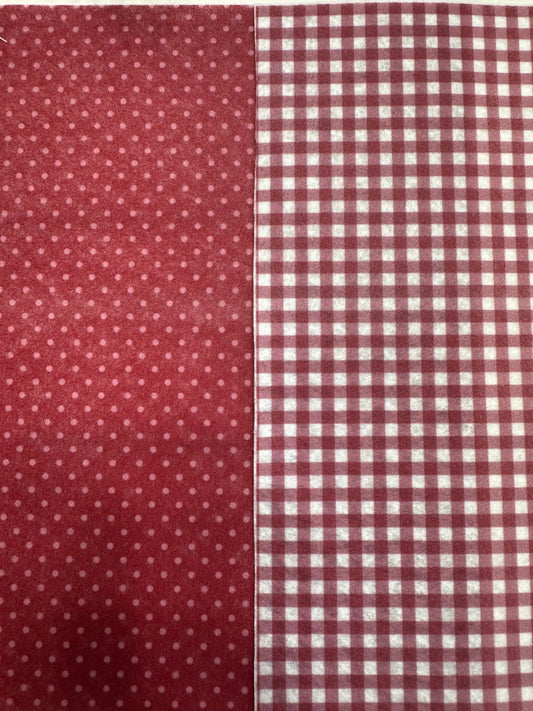 Burgundy printed felt sheets