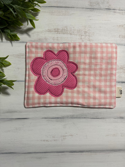 Pink layered flower mug rug