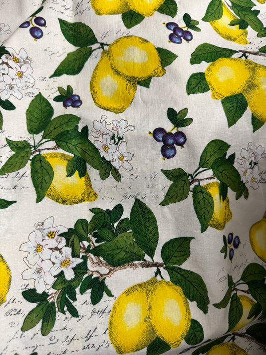 Lemons and blueberries 1+ yard fabric
