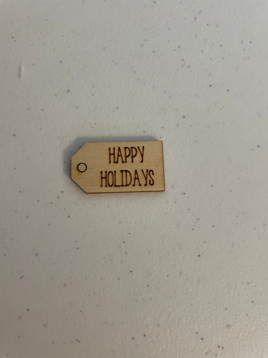 Happy Holidays wooden tag