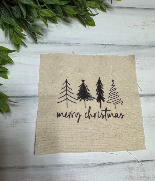 Merry Christmas with squiggle trees 5” patch