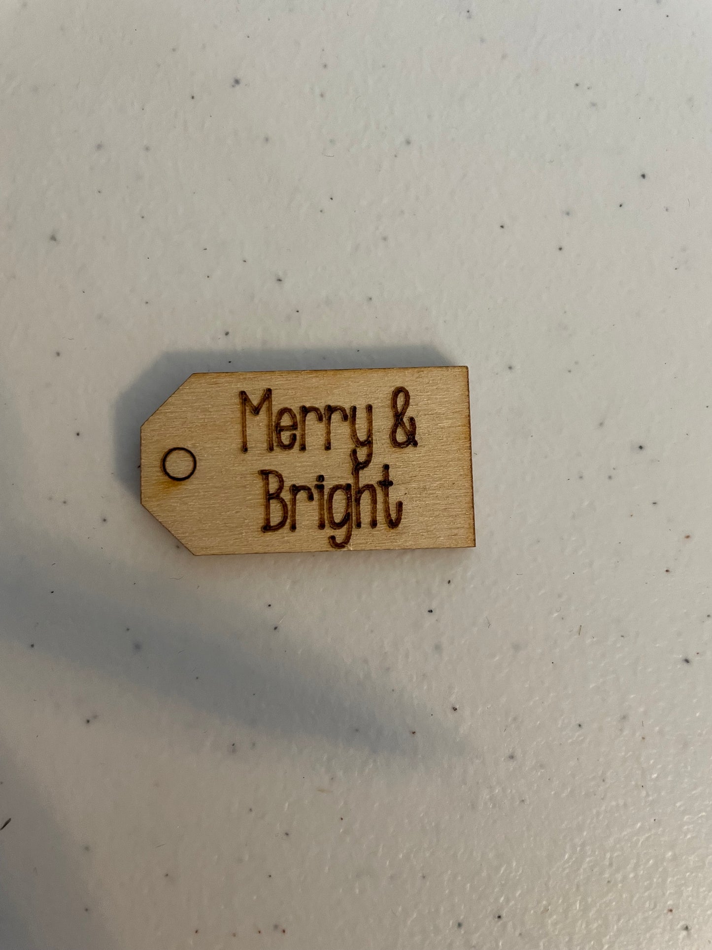 Merry & Bright wooden tag