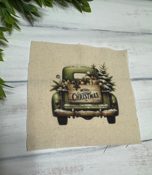 Green Christmas truck 5” patch