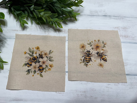 Bee on flowers set of 2 -5” patch