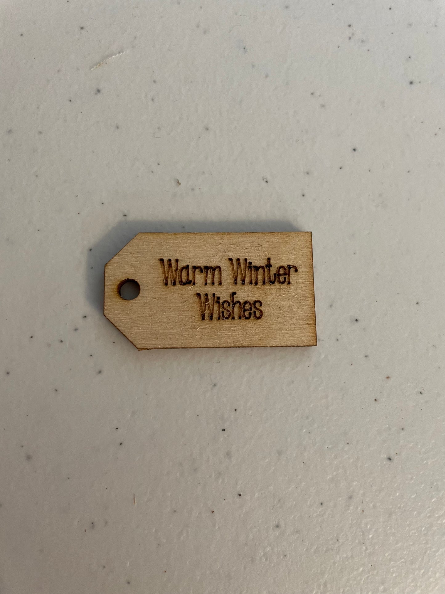 Warm winter wishes wooden tag