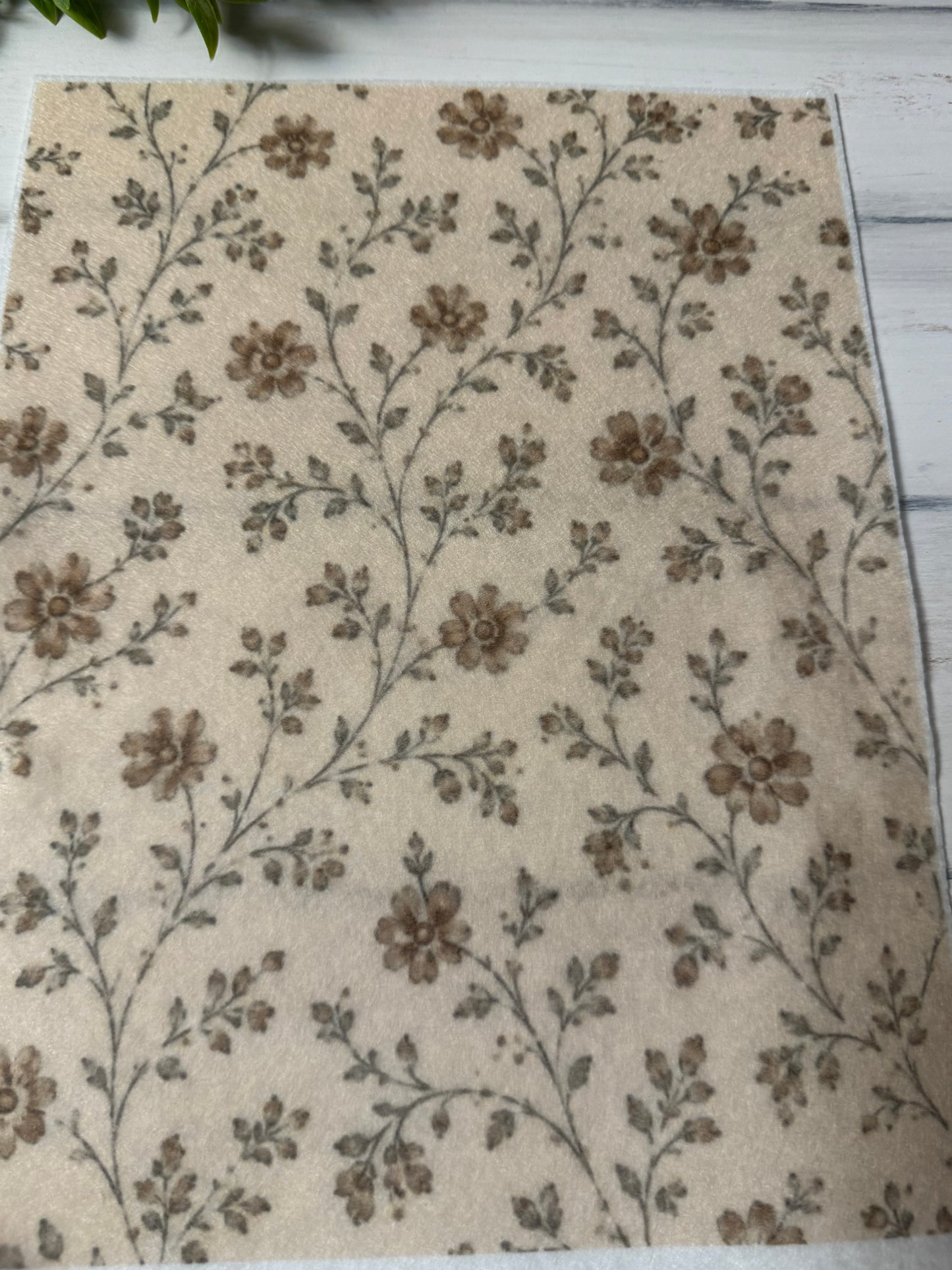 Cream floral printed felt sheets