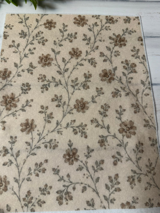Cream floral printed felt sheets