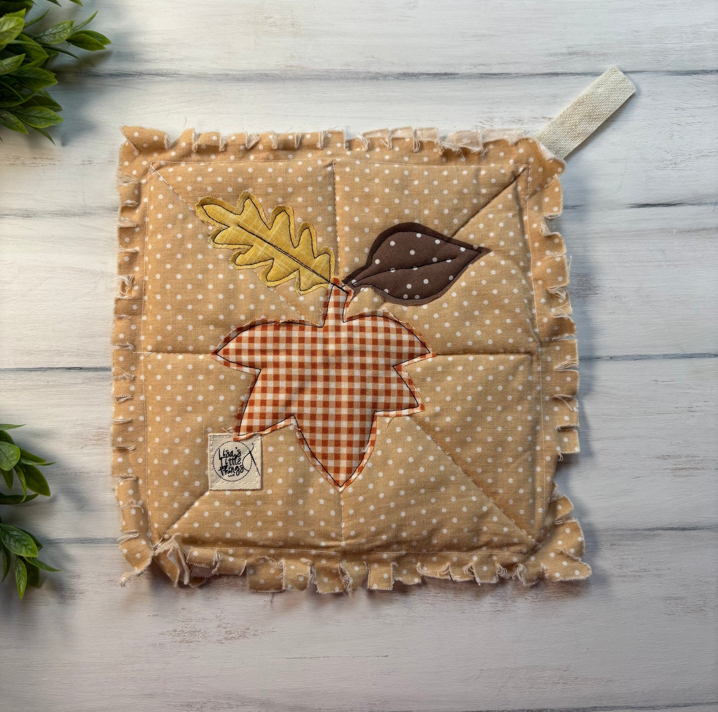 Leaf trio stitched potholder