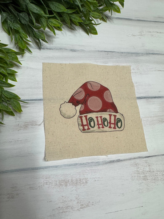 Polka Dot Santa Hat Ho Ho Ho 5” patch