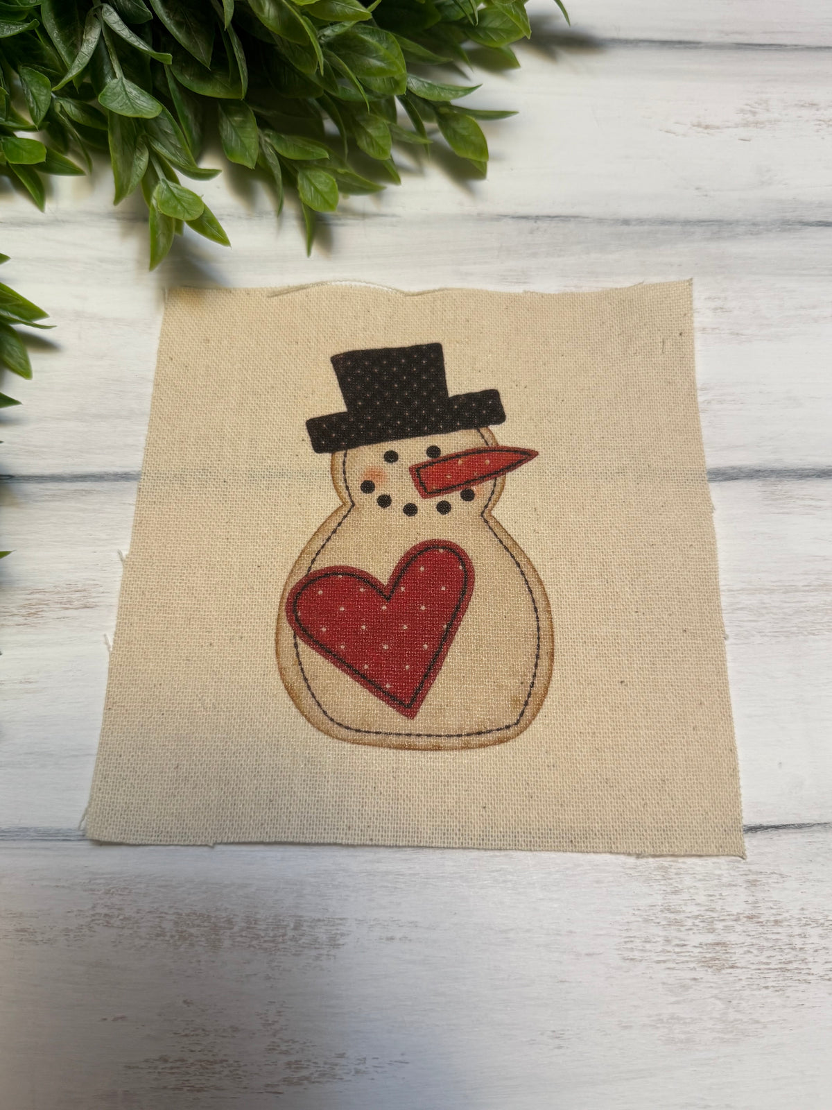 Red heart snowman 5” patch