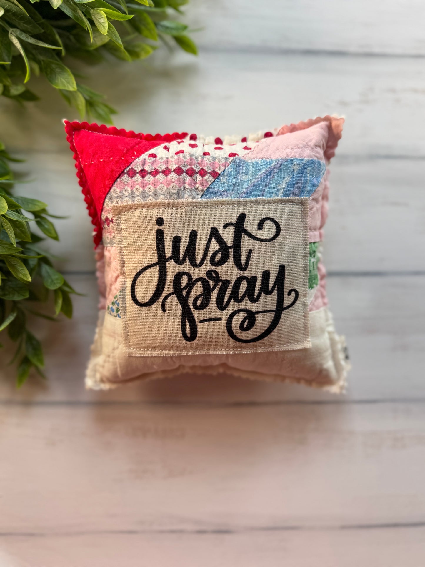 Just pray 2 vintage quilt 6” pillow