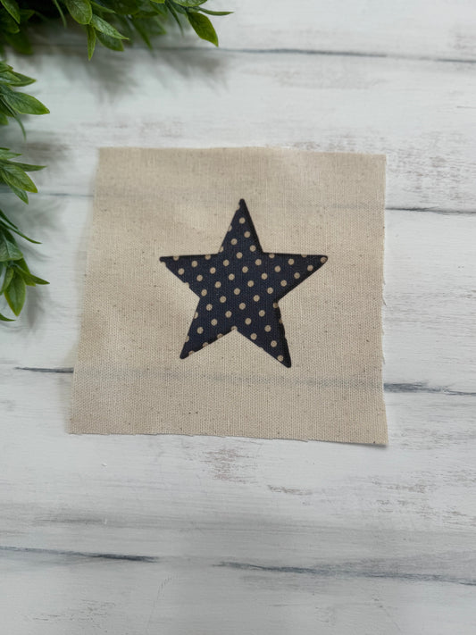Navy polka dot star 5” patch