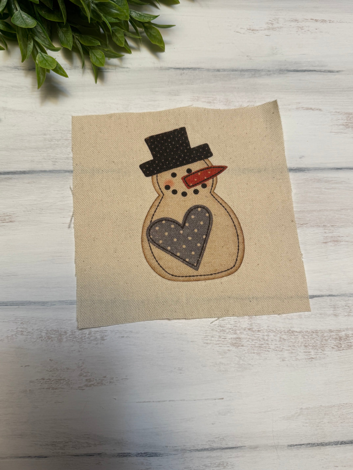 Dusty blue heart snowman 5” patch