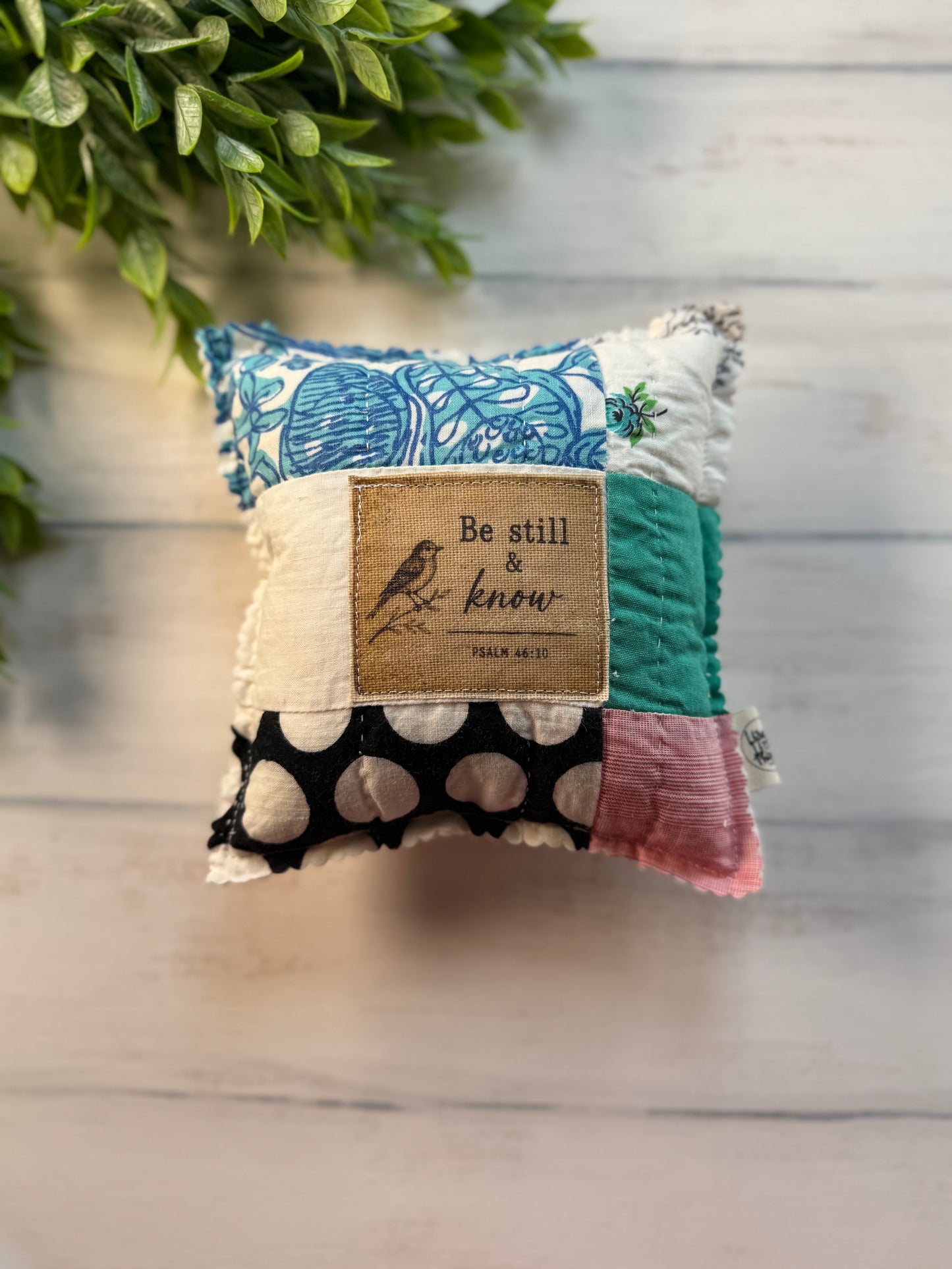 Be still & know vintage quilt 6” pillow