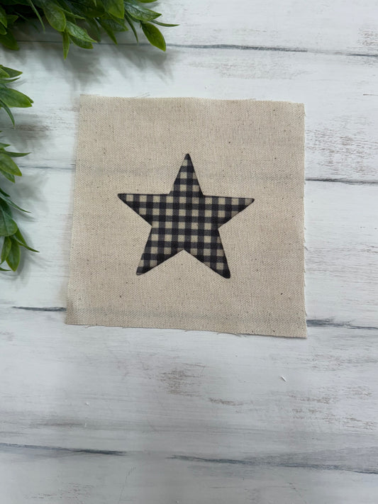 Navy plaid star 5” patch